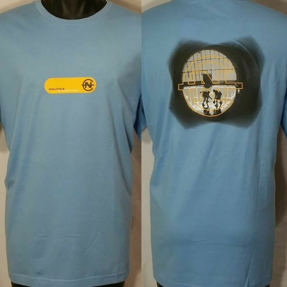 Nos vintage y2k Nautica Basketball Competition T Shirt Double Sided Mens L/Large - Picture 1 of 7